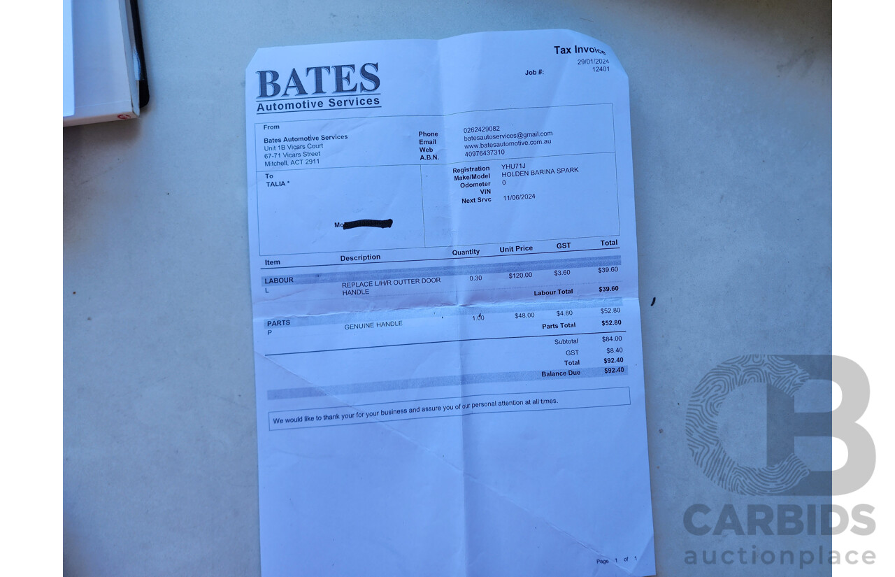 10/2011 Holden Barina Spark CD MJ 5d Hatchback Silver 1.2L