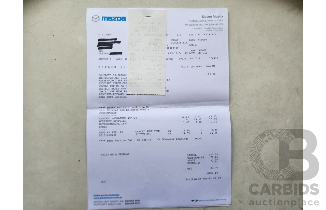 9/2011 Mazda Mazda3 NEO BL 10 UPGRADE 4d Sedan Black 2.0L