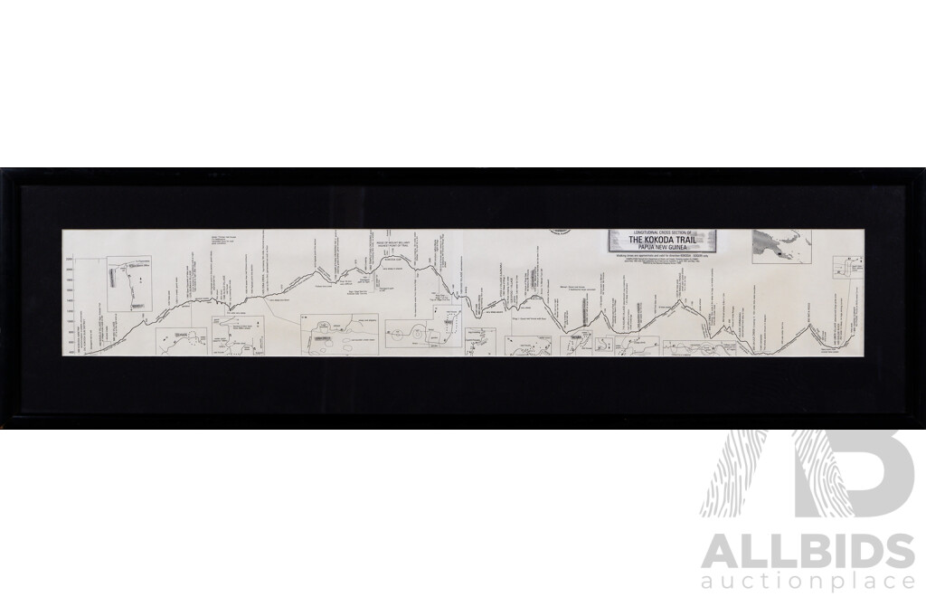 Longitudinal Cross Section of the Kokoda Trail, Ink on Paper, 27 x 94 cm (frame)