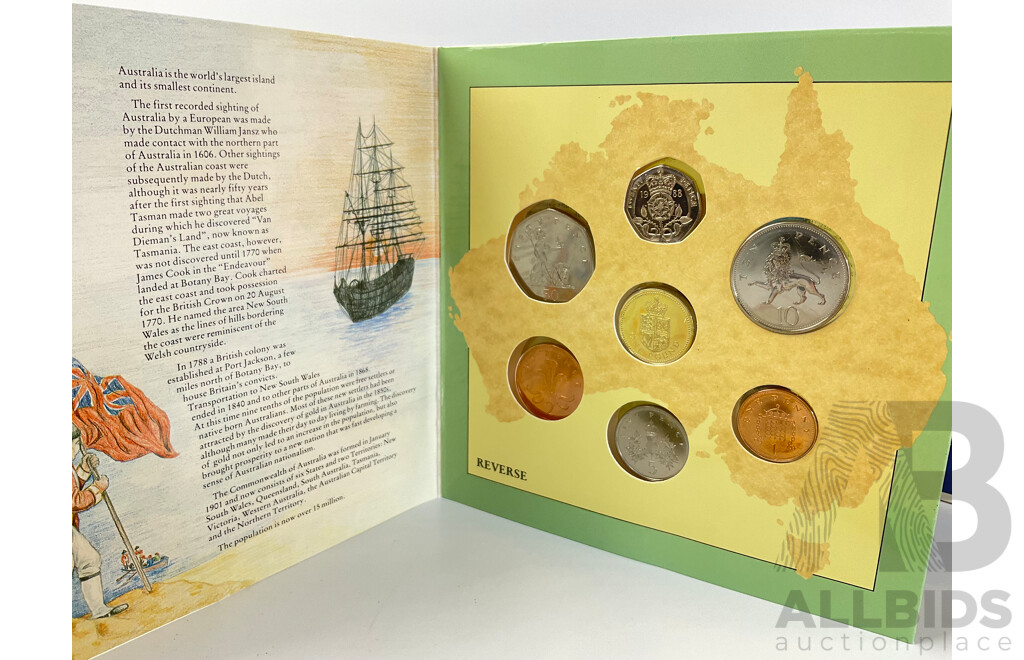 International Coin Sets Including UK 1984, UK/Australia 1988, Cyprus 2008 with Penny Black Crown Replica and Replica Celtic Coins