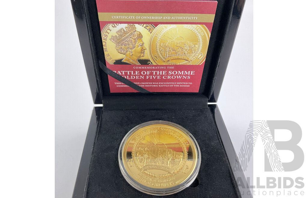 The Bradford Exchange 2016 Gold Tone Five Crown Coin, Commemorating Battle of the Somme