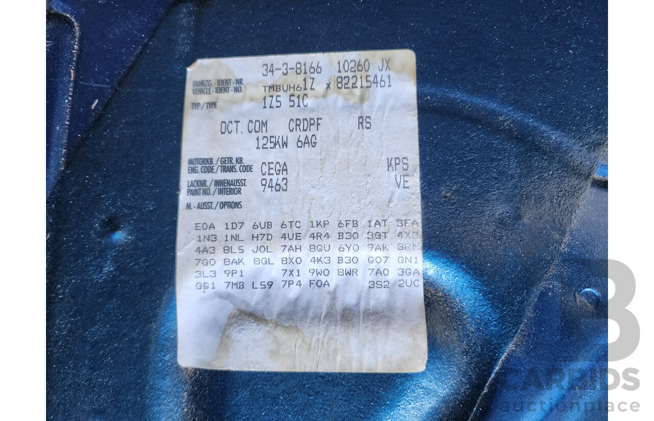 10/2008 Skoda Octavia RS TDI 1Z 4d Wagon Blue 2.0L