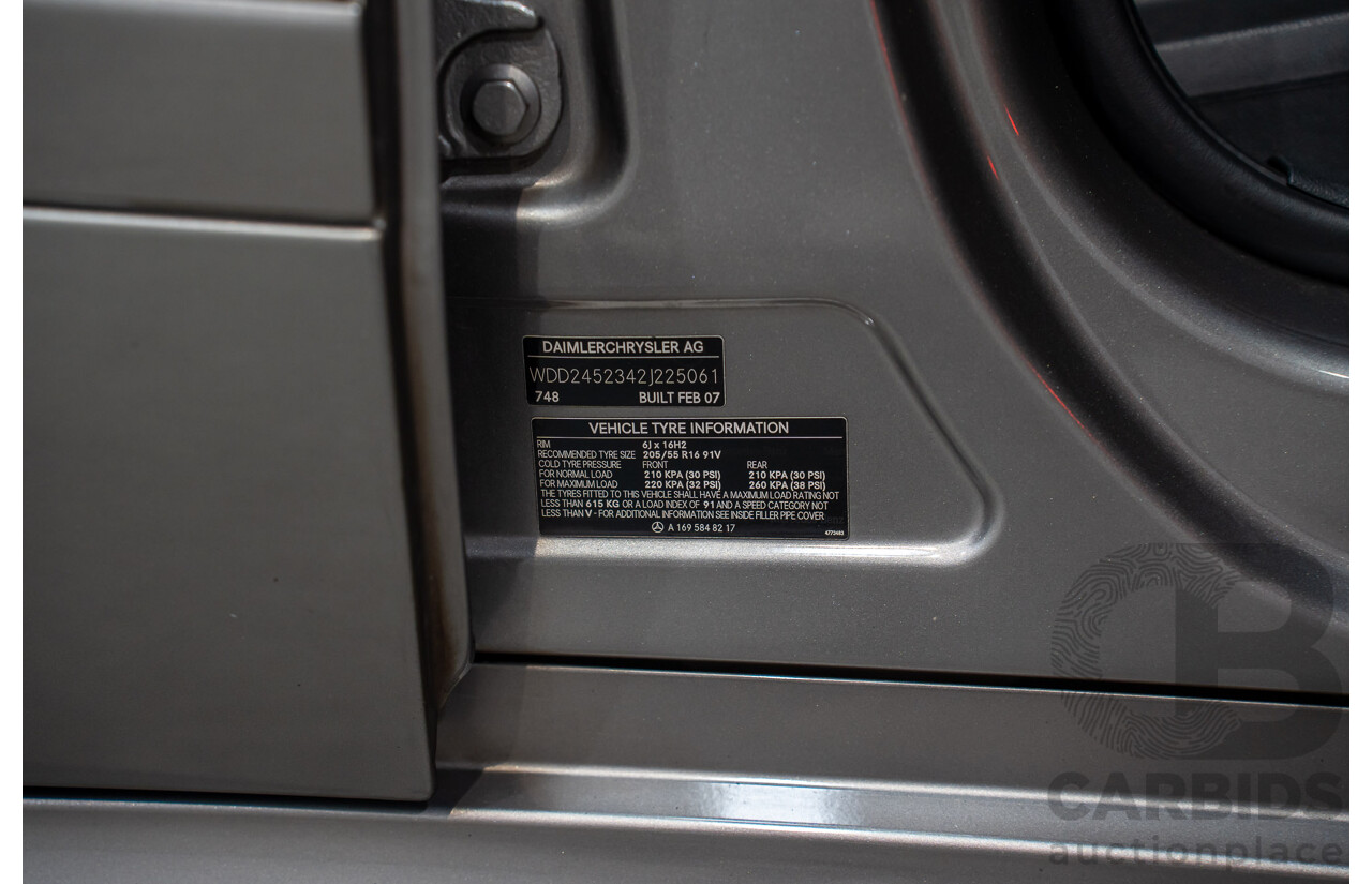 5/2007 Mercedes-Benz B200 Turbo 245 07 Upgrade 5d Hatchback Comet Grey Metallic Turbo 2.0L