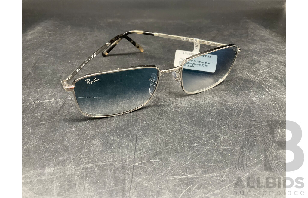 RAY BAN RB3717 57-18 Silver/Blue Sunglasses - ORP $258