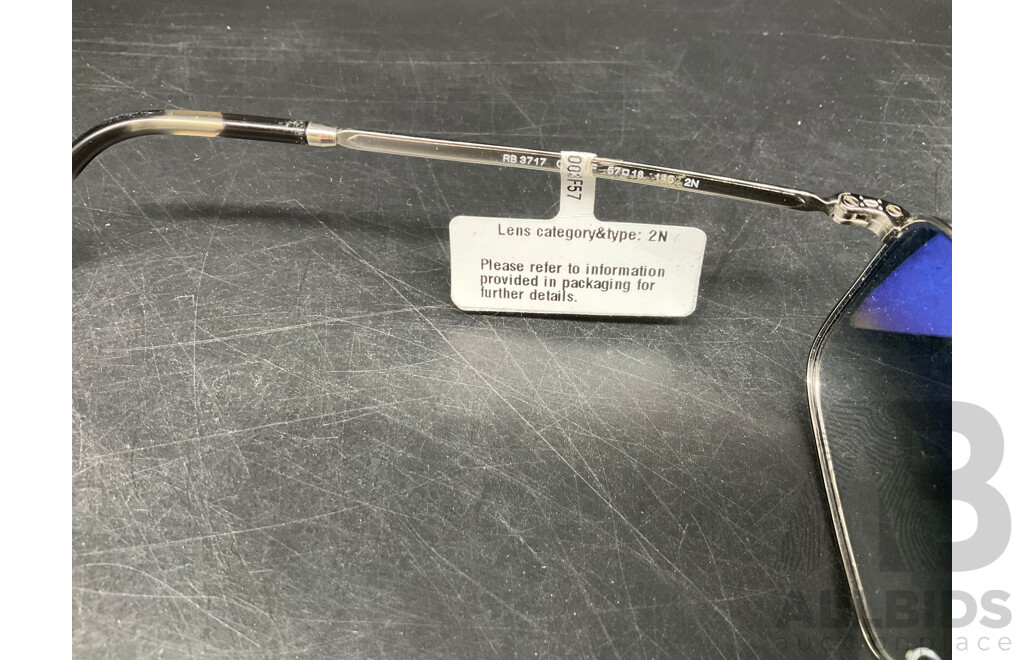 RAY BAN RB3717 57-18 Silver/Blue Sunglasses - ORP $258