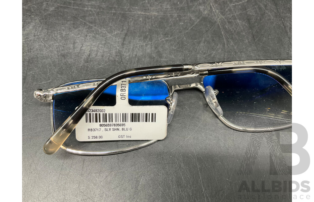 RAY BAN RB3717 57-18  Silver/Blue Sunglasses - ORP $258