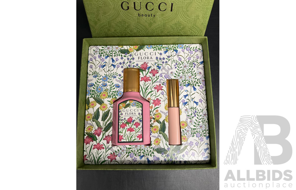 GUCCI Beauty Flora Gorgeous Gardenia Eau De Parfum Spray and Mascara - ORP $144