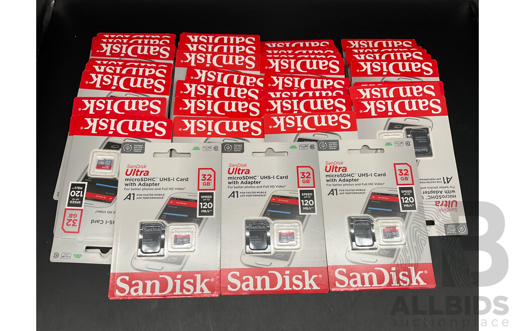 SanDisk 32GB Ultra Micro SDHC UHS-I Memory Card with Adapter - Lot of 43