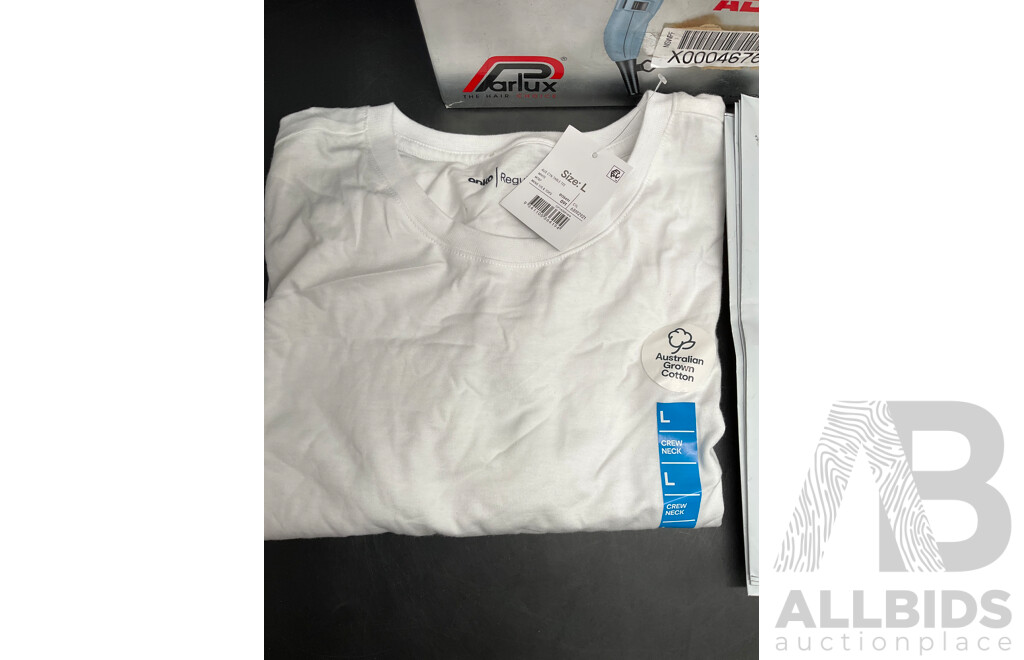 PARLUX Hair Dryer Pink, 2x Candle, Kmart Shirt and 5x Expres Post Prepaid Satchels - Lot of 9