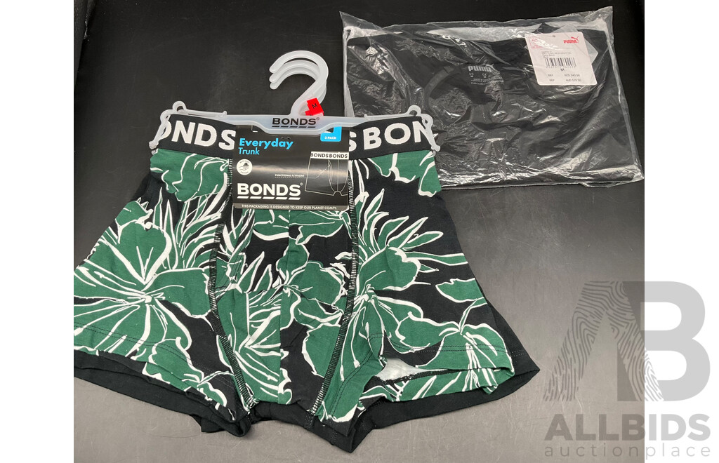 BONDS 3 Pack Size M Trunk and PUMA Size M T-shirt - Lot of 2