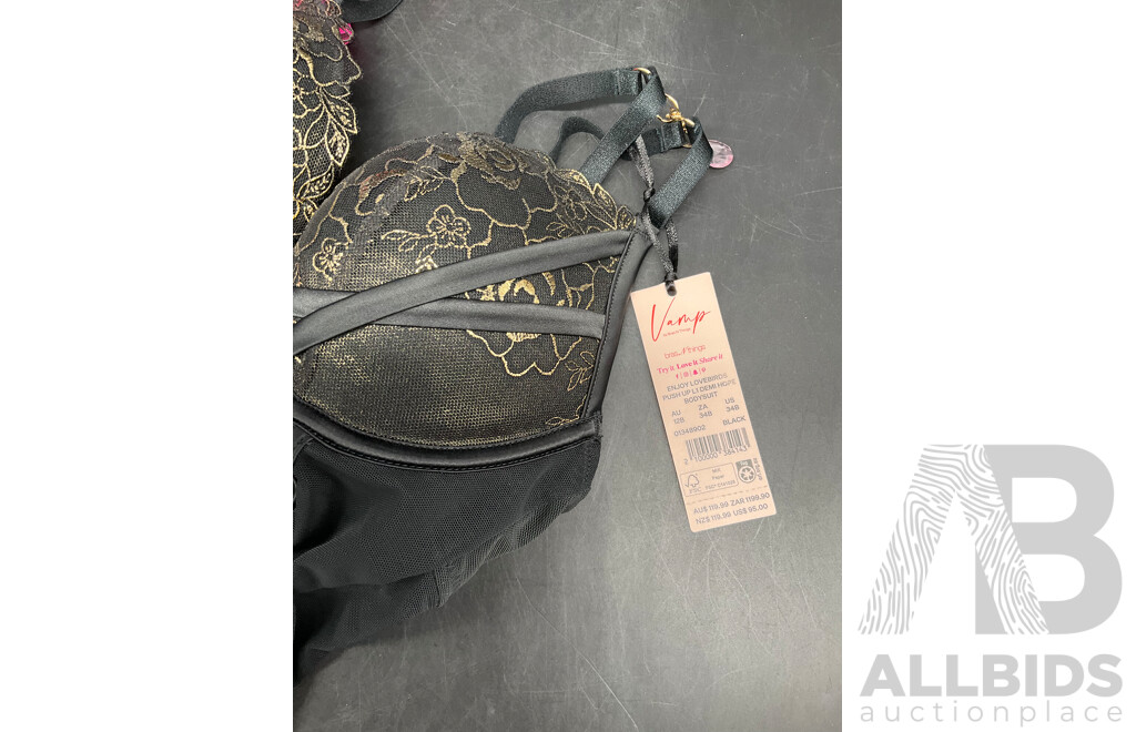 SKYN Pulse Massager Pack,  Ankle and Wrist Cuffs, Costumes and BRAS N THING Lingerie - Lot of 6