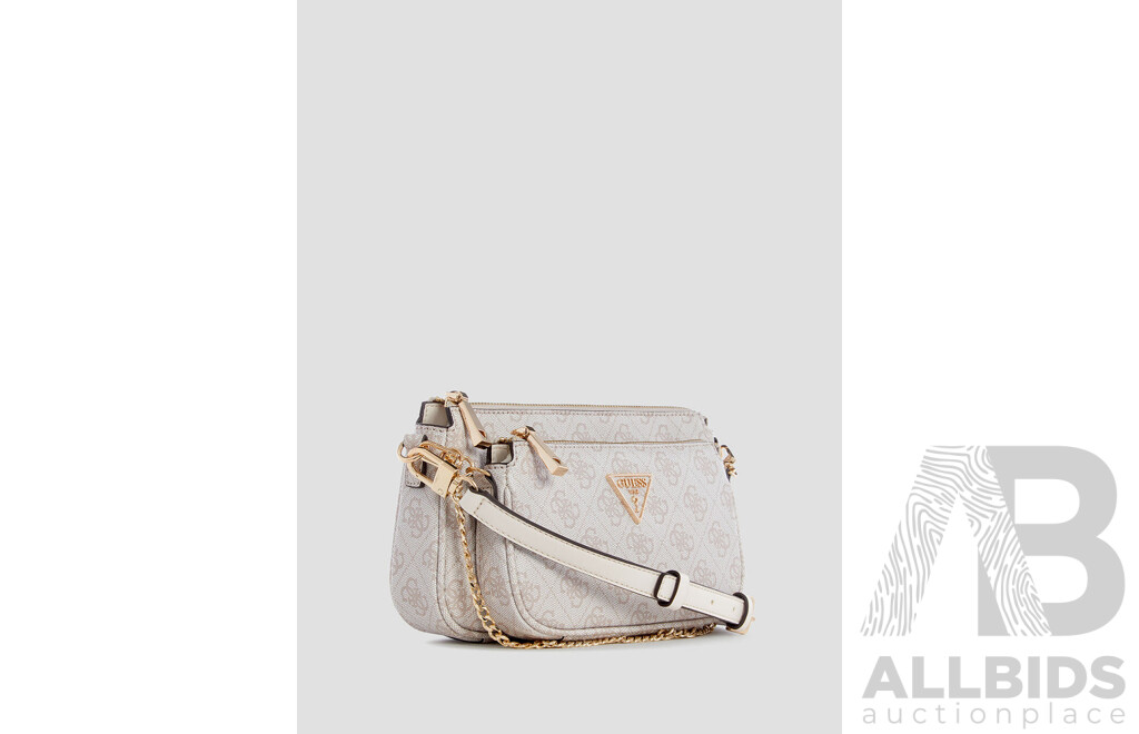 GUESS White Logo NOELLE Mini Double Crossbody Pouch Bag - ORP $159