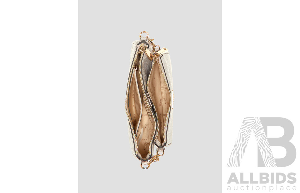 GUESS White Logo NOELLE Mini Double Crossbody Pouch Bag - ORP $159