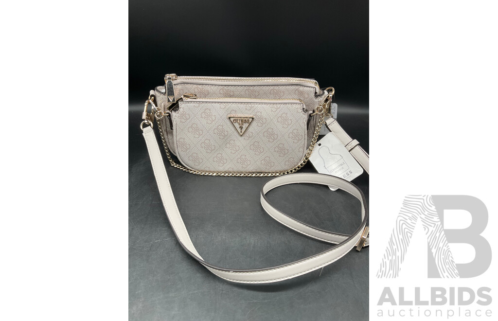 GUESS White Logo NOELLE Mini Double Crossbody Pouch Bag - ORP $159