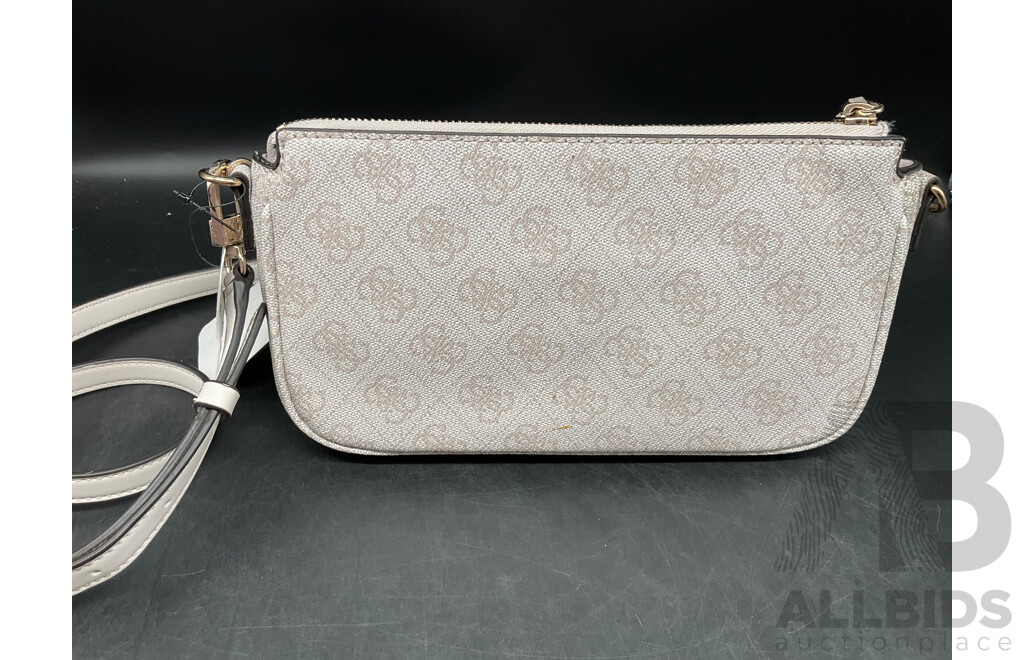 GUESS White Logo NOELLE Mini Double Crossbody Pouch Bag - ORP $159
