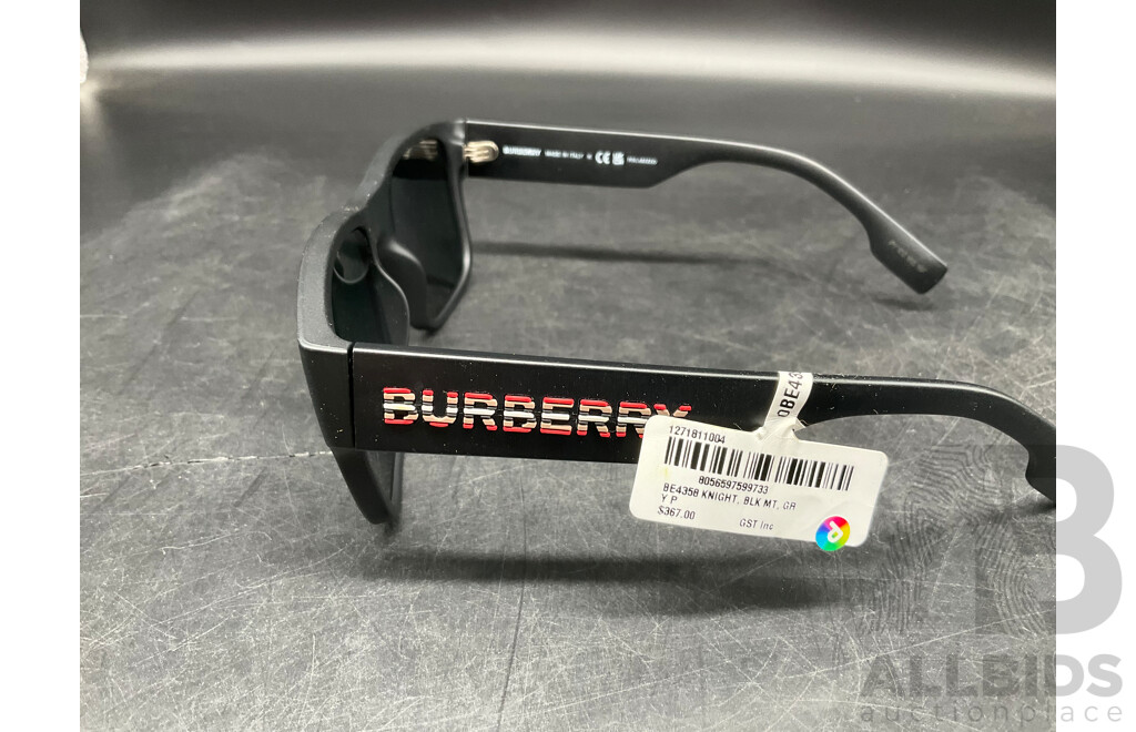 Mens B 4358 Knight, Black Mat57/18 145 Branded BURBERRY  Sunglasses  - ORP $367
