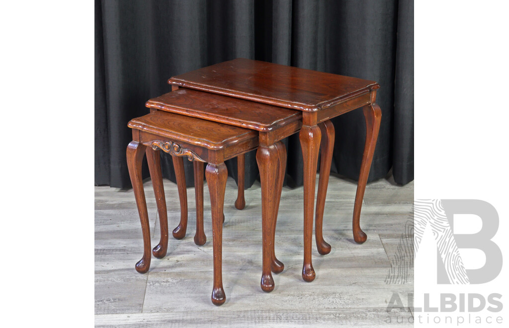 Nest of Three Queen Anne Style Side Tables