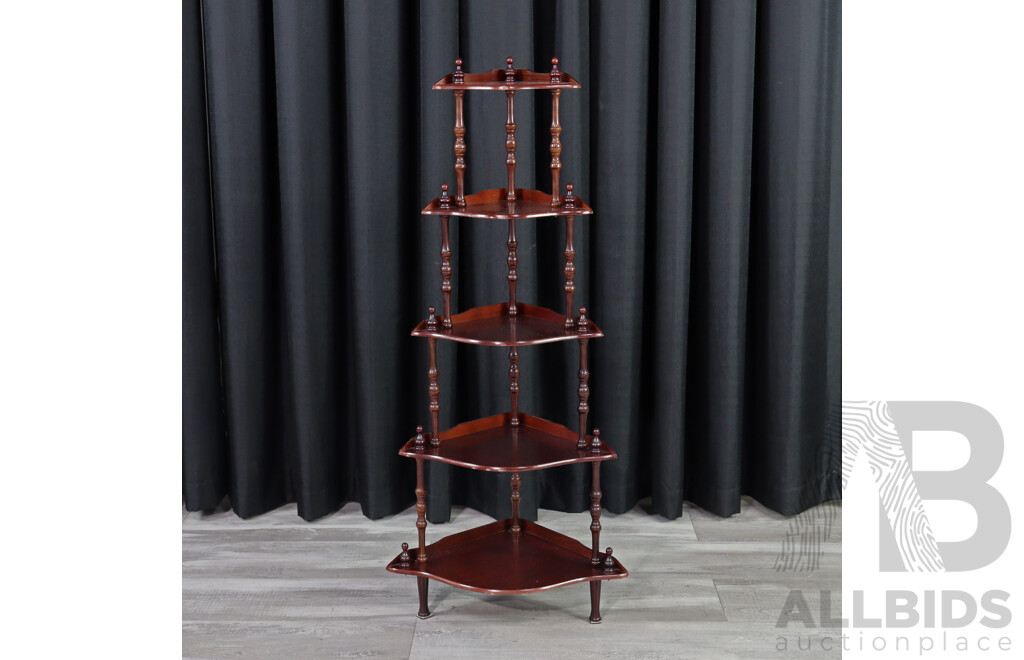 Reproduction Five Tier Corner Mahogany What Not
