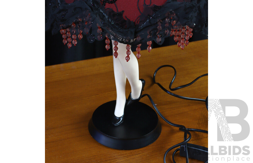 Modern Legs Lamp with Black and Red Lace Shade