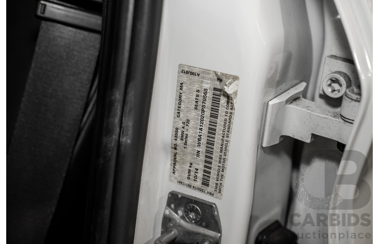 10/2014 BMW 116i SPORT LINE RWD F20 MY13 5D Hatchback White Turbo1.6L