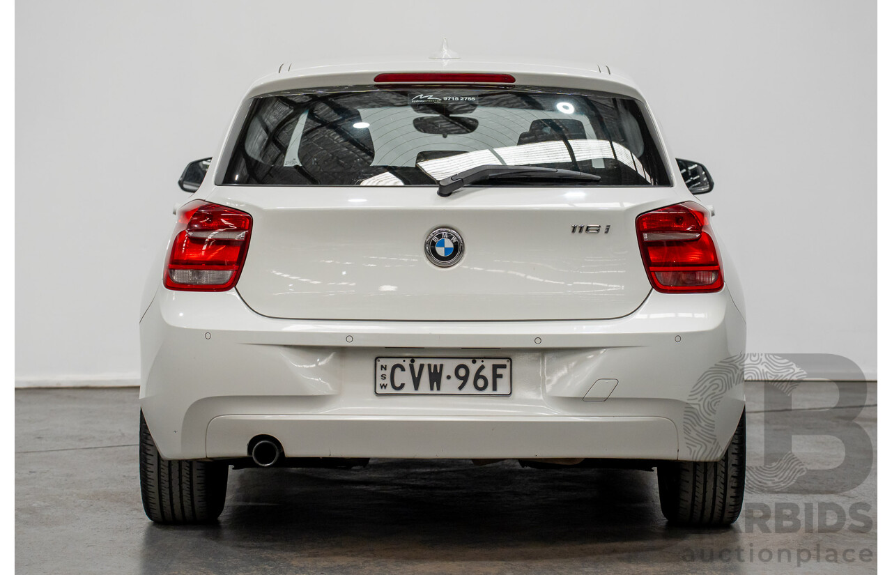 10/2014 BMW 116i SPORT LINE RWD F20 MY13 5D Hatchback White Turbo1.6L