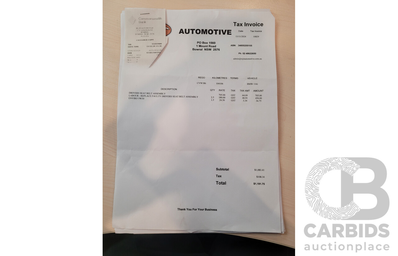 10/2014 BMW 116i SPORT LINE RWD F20 MY13 5D Hatchback White Turbo1.6L