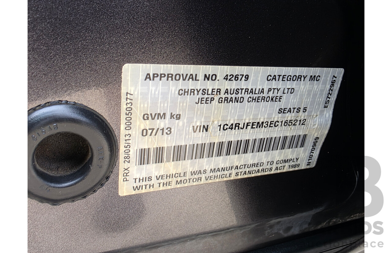 7/2013 Jeep Grand Cherokee Laredo (4x4) WK MY13 4d Wagon Grey 3.0L