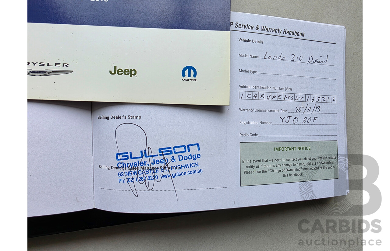 7/2013 Jeep Grand Cherokee Laredo (4x4) WK MY13 4d Wagon Grey 3.0L