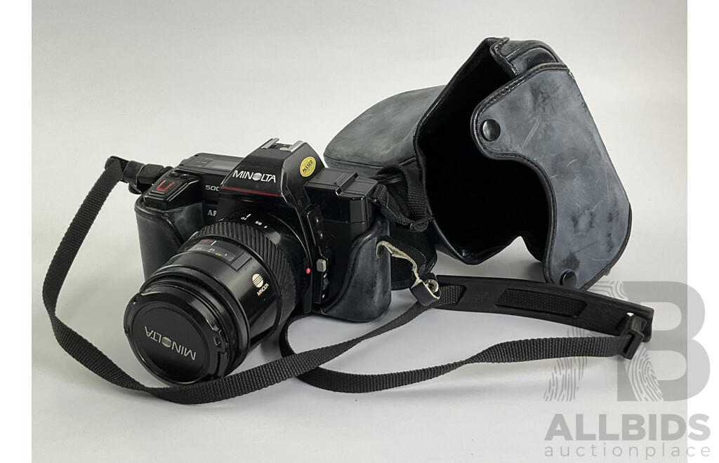 Minolta 35mm Film Camera, 5000 AF with Flash, Sigma Lens and Manuals