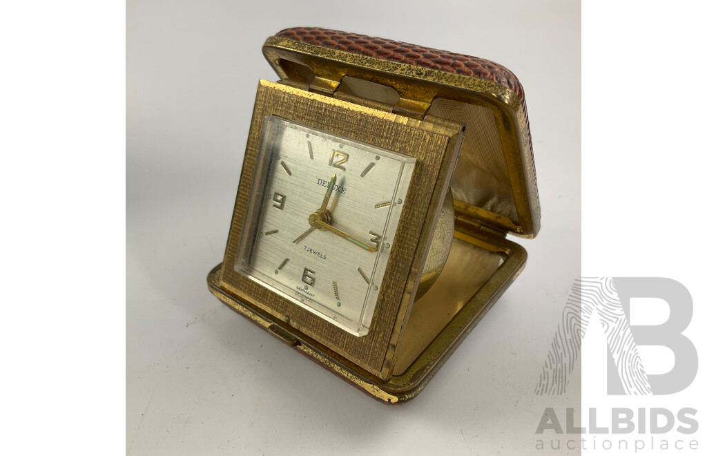 Vintage Kodak Brownie Flash IV, Kodak Tourist and Deluxe Seven Jewels Travel Alarm Clock, Made in Germany