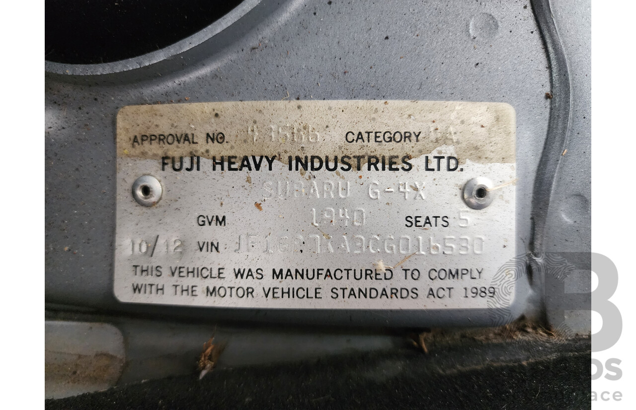 10/2012 Subaru XV 2.0i  4d Wagon Silver 2.0L