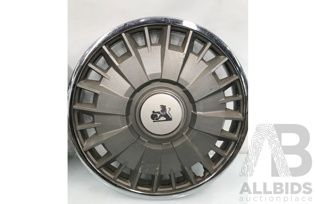 Holden Commodore 14 Inch Hub Caps and Vintage Mar's Collectible Biscuit Tins