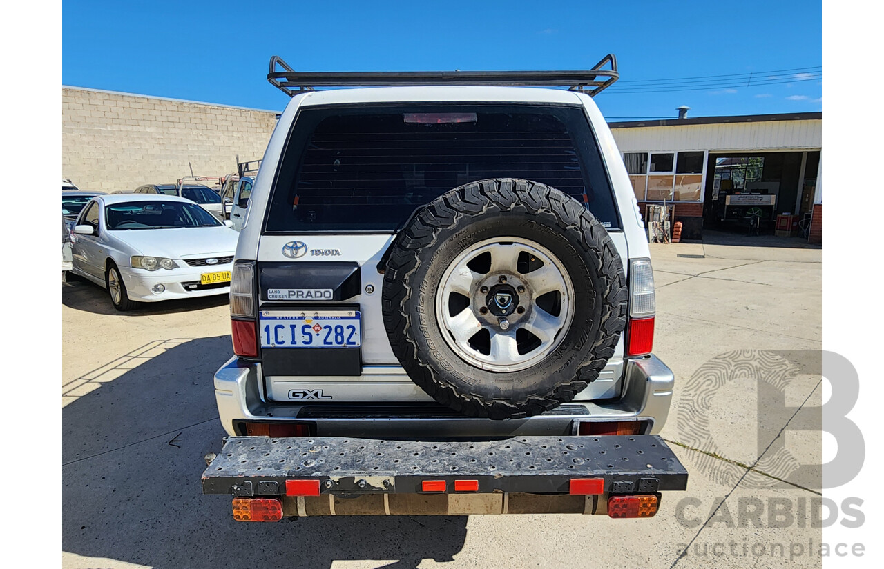 10/2001 Toyota Landcruiser Prado GXL (4x4) VZJ95R 4d Wagon White 3.4L