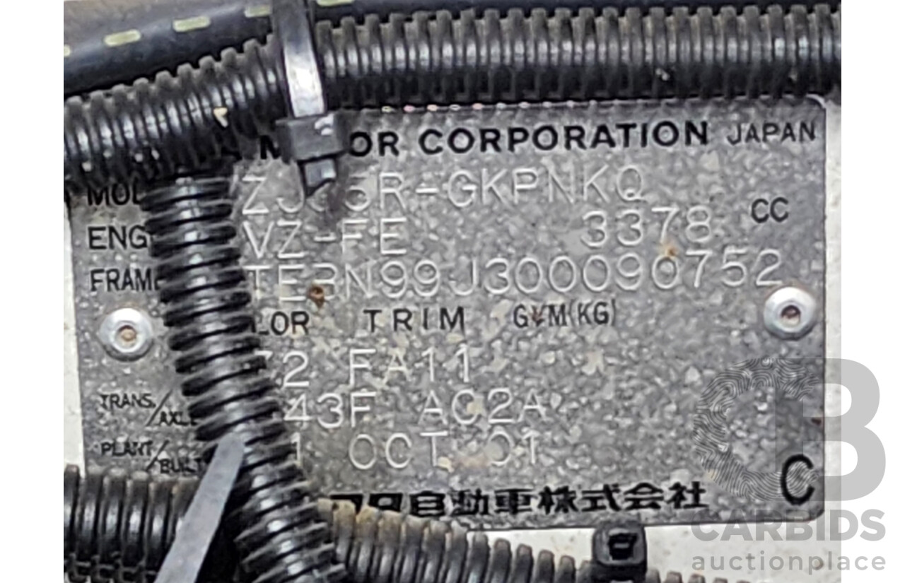 10/2001 Toyota Landcruiser Prado GXL (4x4) VZJ95R 4d Wagon White 3.4L