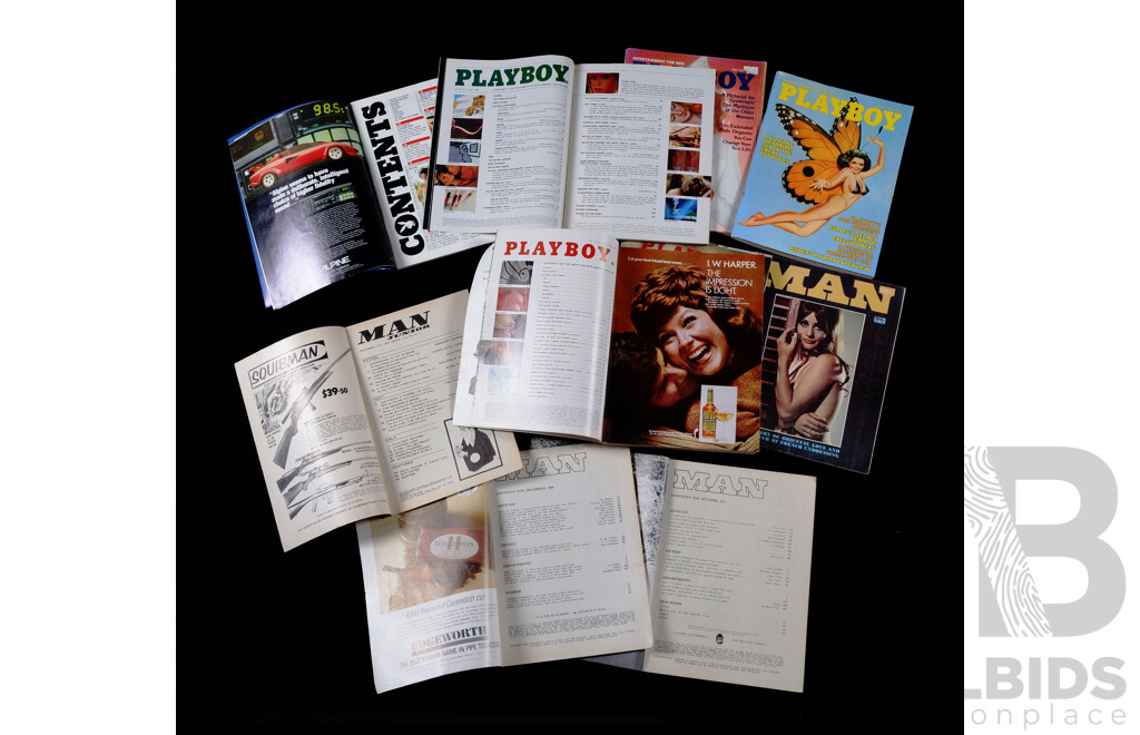 Collection Four 1960s & 70s Men Magazines Along with Six Australian Playboy Magazines