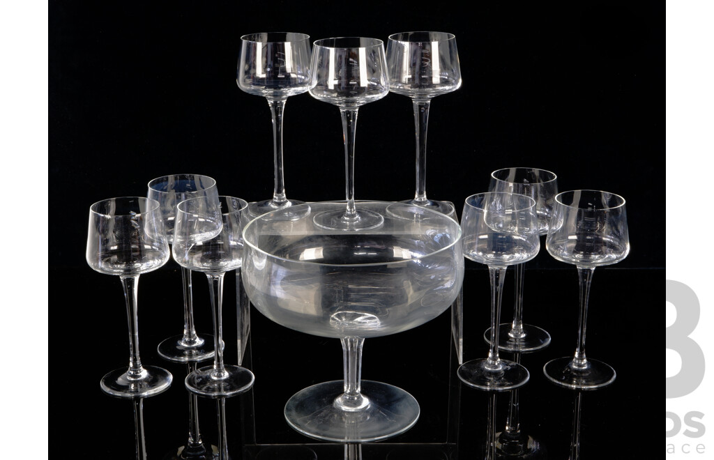 Set Nine Mid Century Wine Glasses