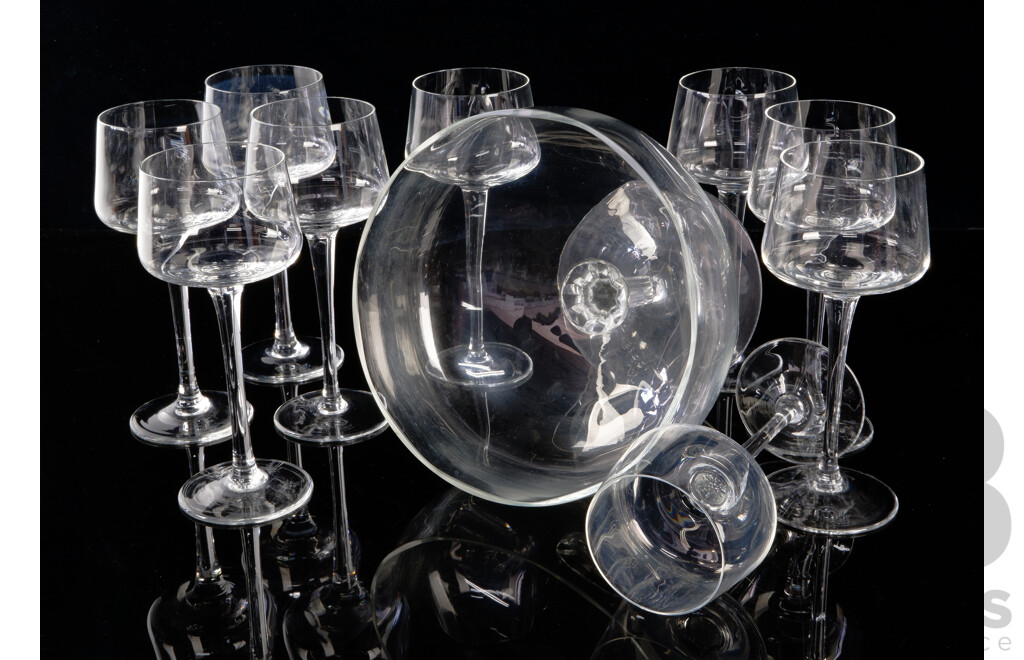 Set Nine Mid Century Wine Glasses