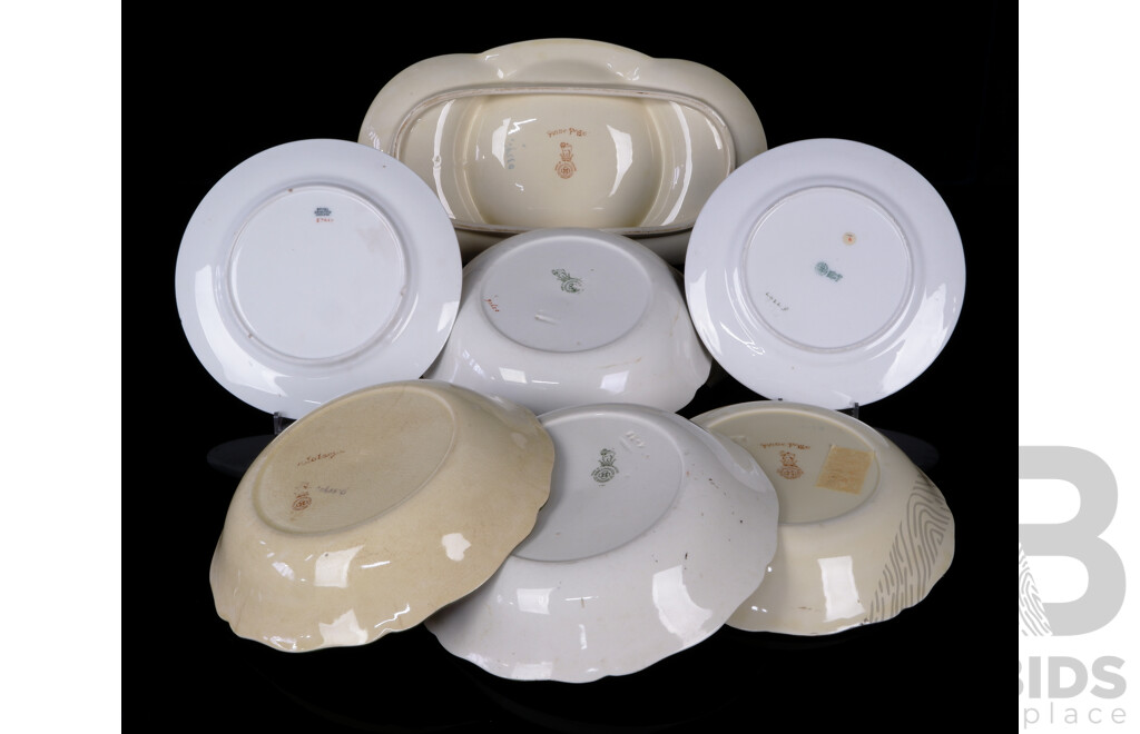 Collection Seven Pieces Antique Royal Doulton Shakespeare Porcelain Including Appetizer Dish