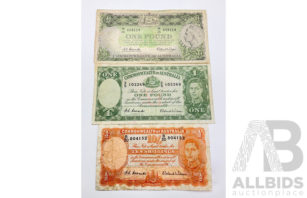 Three Australian Pre Decimal Notes.