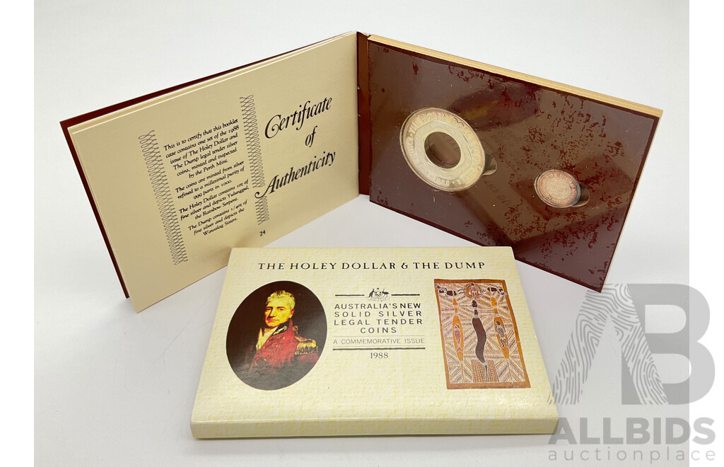 Australian Perth Mint 1988 Holey Dollar & Dump Fine Silver Coin Set.