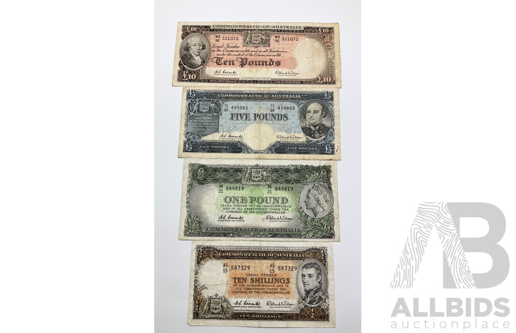 Four Australian Pre-decimal Notes.