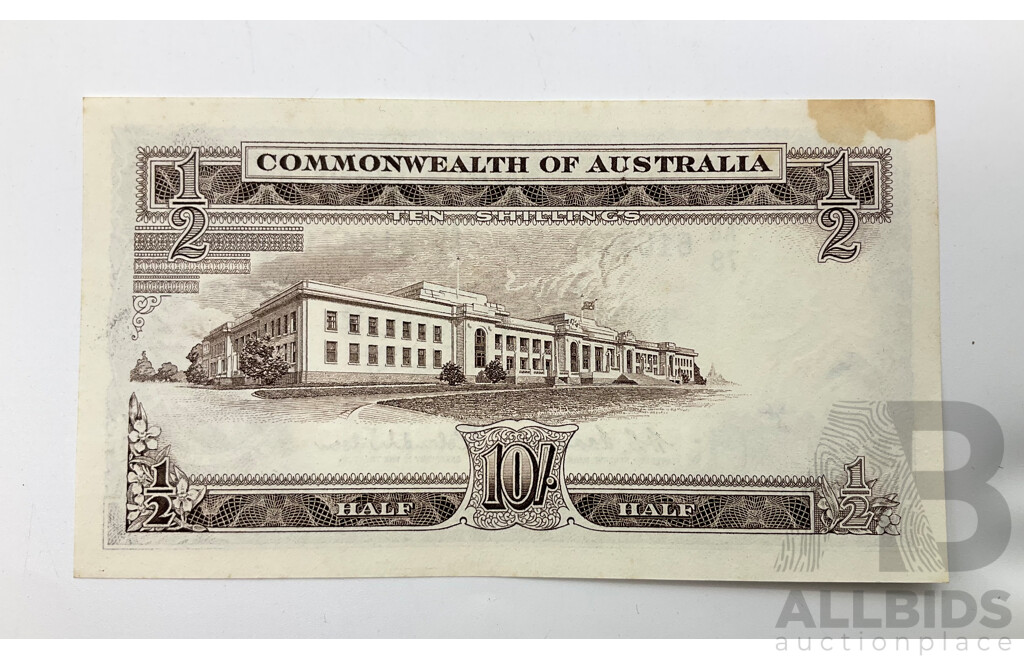 Australian 1961 Coombs Wilson 10/- R17 Note AG78 610471.