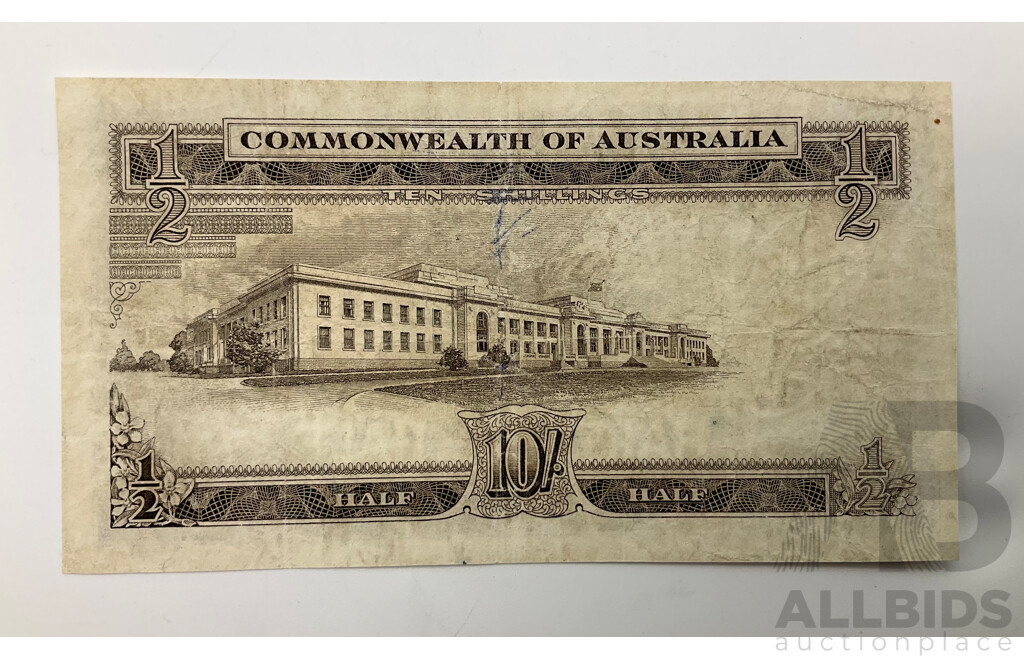 Australian 1954 Coombs Wilson R16S 10/- STAR Note, AG50 15317