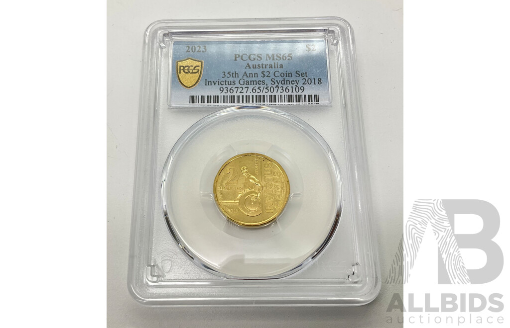 Australian 2023 Ivictus Games $2 Coin. PCGS Grading 65, Choice