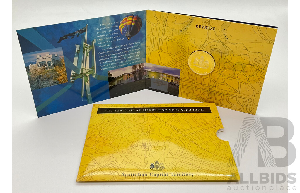 Australian RAM 1993 $10 UNC Silver Coin, ACT