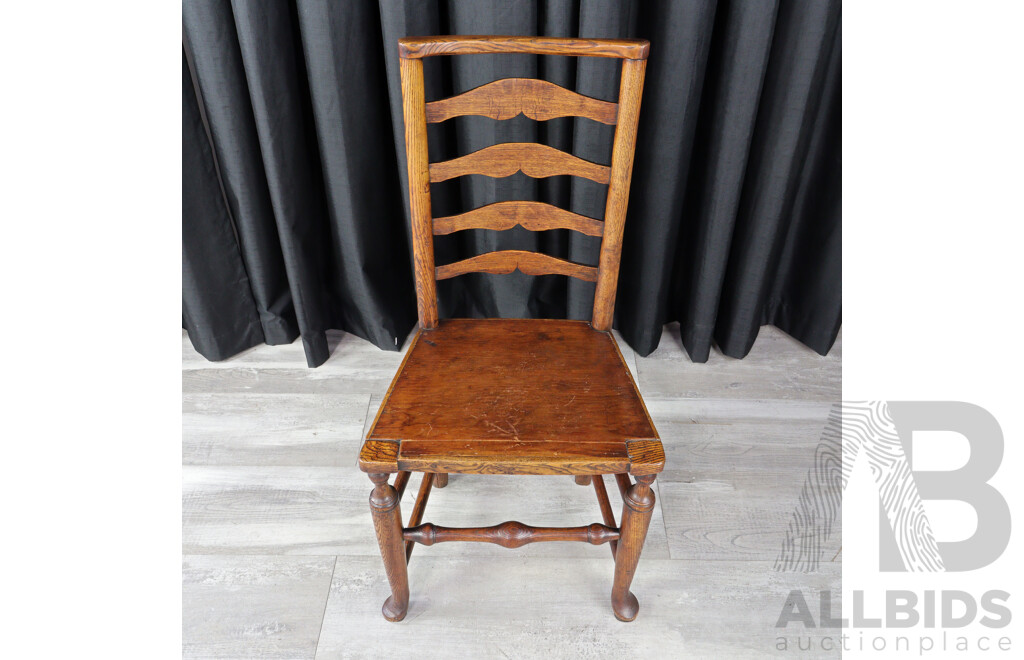 Georgian Welsh Elm Ladder Back Dining Chair