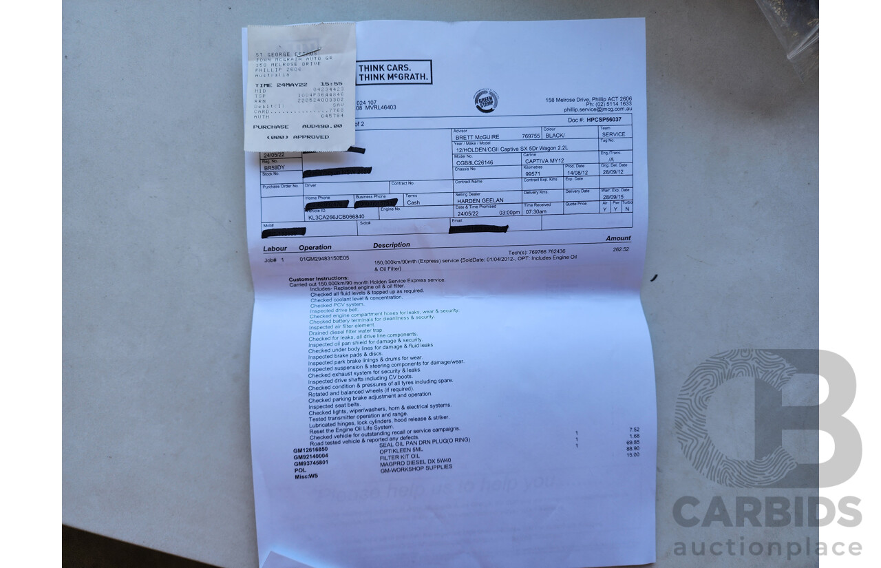 9/2012 Holden Captiva 7 SX (fwd) CG SERIES II 4d Wagon Black 2.2L