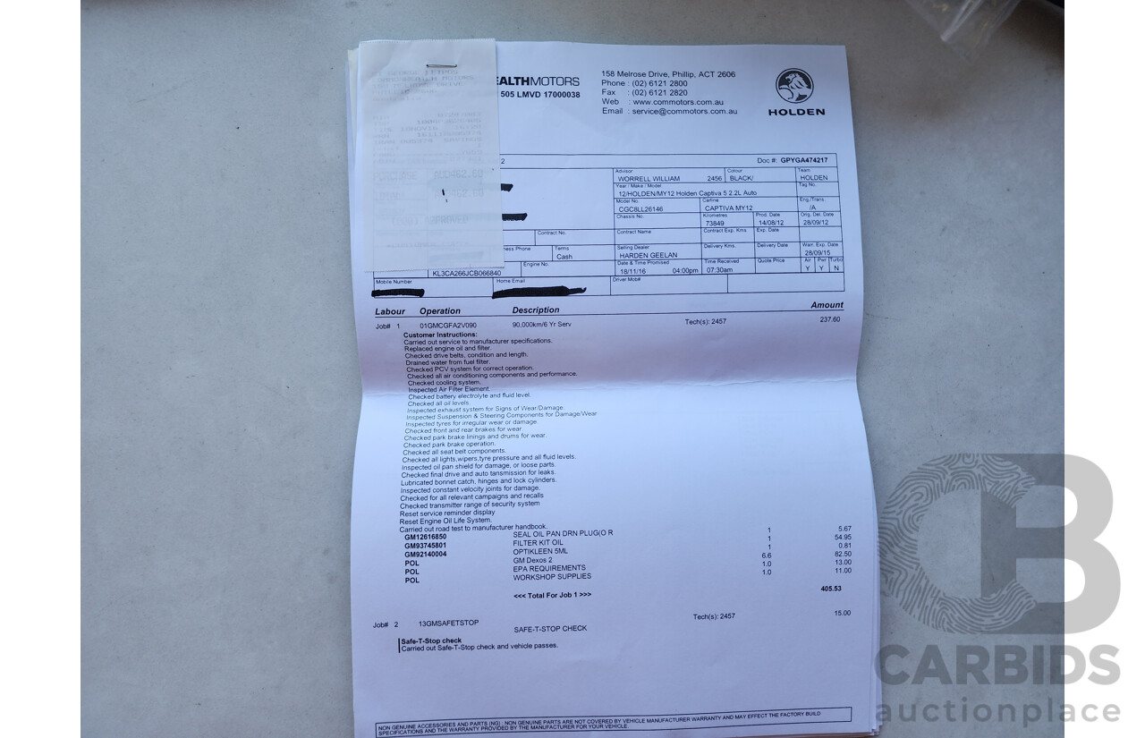 9/2012 Holden Captiva 7 SX (fwd) CG SERIES II 4d Wagon Black 2.2L