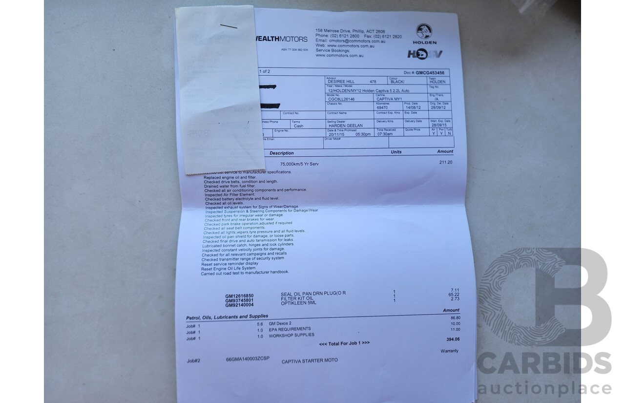 9/2012 Holden Captiva 7 SX (fwd) CG SERIES II 4d Wagon Black 2.2L