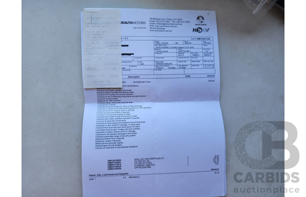 9/2012 Holden Captiva 7 SX (fwd) CG SERIES II 4d Wagon Black 2.2L